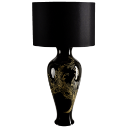 Lamp,"MEISSEN Ornaments-Mystic Maison",base&shade black,Satin-finished brass lamp fitt, E27, 2.50m cotton cord,Type C plug, H 67cm