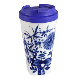 Coffee to go mug large with plastic lid, Shape "nova", "The Original", white V 0,35 l