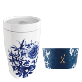 Coffee to go mug small with porcelain lid and cuff Shape "nova", "The Original", white, V 0,35 l