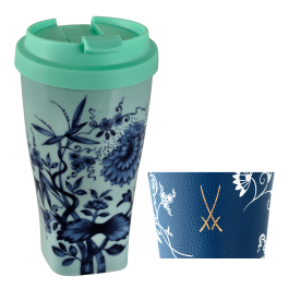 Coffee to go mug with plastic lid and cuff, Shape "nova", "The Original", seladon V 0,35 l