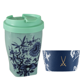Coffee to go mug small with plastic lid and cuff, Shape "Nova", "The Original", seladon, V 0,35 l