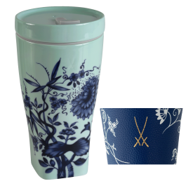 Coffee to go mug with porcelain lid and cuff, Shape "nova", "The Original", seladon, V 0,35 l