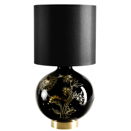 Table lamp,"MEISSEN Ornaments-The Original",base&shade black,Satin-finished brass lamp fitt,E14,2.50m cotton cord,TypeC plug,H33cm