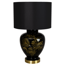 Table lamp,"MEISSEN Ornaments-The Original",base&shade black,Satin-finished brass lamp fitt,E27,2.50m cotton cord,TypeC plug,H45cm