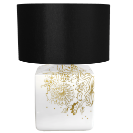 Table lamp,"MEISSEN Ornaments-The Original",shade black,Satin-finished brass lamp fitt,E27,2.50m cotton cord,Type C plug,H 47,5cm