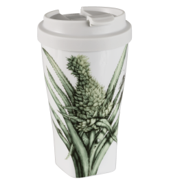 Coffee to go mug large with plastic lid, Shape "nova", Pineapple, V 0,35 l