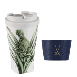 Coffee to go mug large with plastic lid and cuff, Shape "nova", Pineapple, V 0,35 l