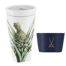 Coffee to go mug large with Porcelain lid and cuff, Shape "Nova", Pineapple, V 0,35 l