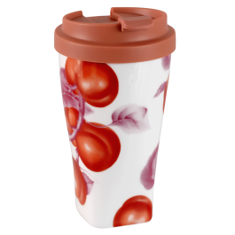 Coffee to go mug large with plastic lid, Shape "nova", apricot V 0,35 l