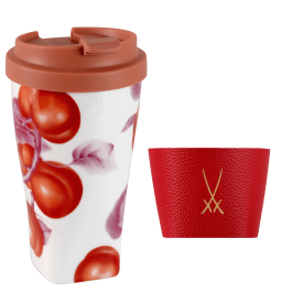 Coffee to go mug large with plastic lid and cuff, Shape "nova", apricot V 0,35 l