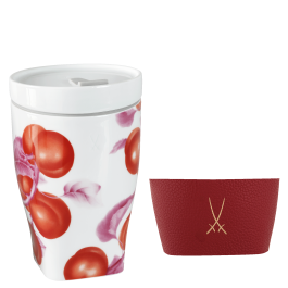 Coffee to go mug small with porcelain lid and cuff Shape "nova", apricot, V 0,35 l