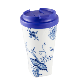 Coffee to go mug with plastic lid, "Blue Onion", Shape "nova", V 0,35 l