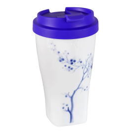 Coffee to go mug with plastic lid, "Blue Orchid", Shape "nova", V 0,35 l