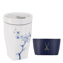 Coffee to go mug small with porcelain lid and cuff Shape "nova", "Blue Orchid", V 0,35 l