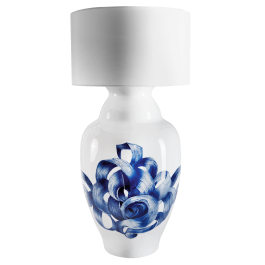 Lamp, "Endless Ribbon", shade white, Satin-finished brass lamp fitt, E27, 2.50 m cotton cord, Type C plug, H 72 cm