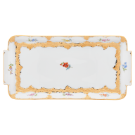 Platter, square, Shape "B-Form", Strewn flowers, gold (bronze coloured), light, L 29 cm