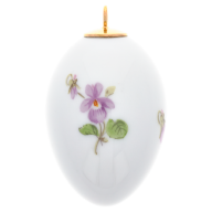 Easter egg, Strewn violets, white rim, H 5 cm