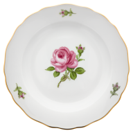 Starter- and Dessert Plate, small, Shape "New Cutout", Pink rose, gold rim, Ø 20 cm