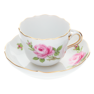 Espressotasse, Shape "New Cutout", Pink rose, gold rim, V 0,1 l