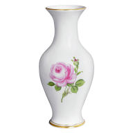Vase, Shape "New Cutout", Pink rose, gold rim, H 24 cm