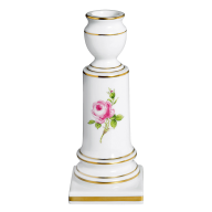 Candlestick, Shape "New Cutout", Pink rose, gold rim, H 14 cm