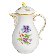Coffee Pot, Shape "New Cutout", Vintage Flowerpinting 3, motif - anemone, gold rim, V 1,2 l
