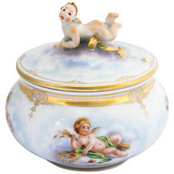 "Angel of the Four Seasons" box with cherub, H 13 cm