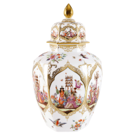 Vase with lid "Chinoiserie", Chinoiserie after Hoeroldt, H 48 cm