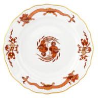 Starter- and Dessert Plate, large, Shape "New Cutout", Court dragon, red, Ø 22 cm