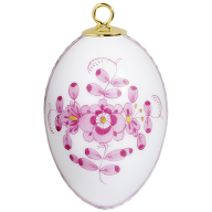Easter egg, Indian painting, flower ornament, purple, white rim, H 5 cm