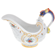 Gravy boat, Shape "Swan Service", Oriental strewn flowers, gold rim (Swan service), V 0,25 l