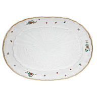 Platter, oval, Shape "Swan Service", Oriental strewn flowers, gold rim (Swan service), L 34 cm