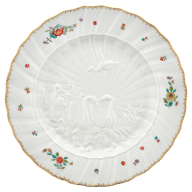 Dinner Plate, Shape "Swan Service", Oriental strewn flowers, gold rim (Swan service), ø 28 cm
