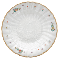 Soup Plate, Shape "Swan Service", Oriental strewn flowers, gold rim (Swan service), ø 25 cm