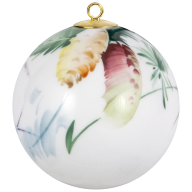 Ball, Woodland flora with insects, spruce cone, white rim, Ø 5 cm