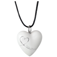 Pendant "Heart size L" with date in Platinum, one-line, 2,4 x 2 cm