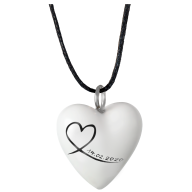 Pendant heart big, Stylized heart with date in black, white border, 2,4 x 2 cm, 2,4 x 2 cm
