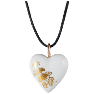 Pendant Heart medium, rose gold, Ginkgo, gold, 2,2 x 1,7 cm