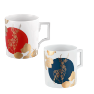 Mug set, 2-pcs, Shape "Berlin", Deer with golden leaves