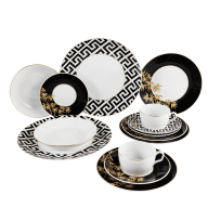 Starter set, 14-pcs for 2 persons, Shape "MEISSEN® Cosmopolitan", "Golden Bamboo", black