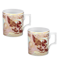 Mug set, 2-pcs, Shape "Berlin", "Mystic Maison", mint, bordeaux