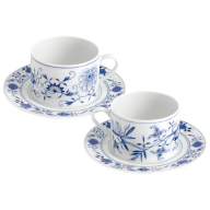 Cappuccino set, 4-pcs, Blue Onion, white rim