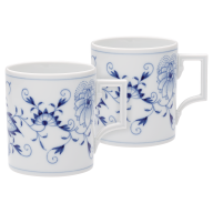 Mug set, 2-pcs, Shape "Berlin", Blue Onion, white rim