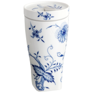 Coffee to go mug with porcelain lid, Shape "nova", Blue Onion "Style" cobalt blue, white rim, V 0,35 l