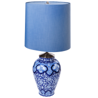 Table lamp, East Asian blossoms pattern, cobalt blue, H 103 cm