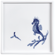 Platter, Shape "MEISSEN® Cosmopolitan", "Blue Treasures", Seahorse, 21 x 21 cm
