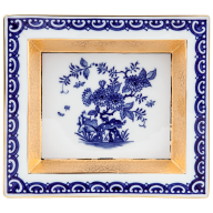 Vide-poche with "Blue oriental flower painting", 21 x 18,5 cm