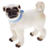 Dog Pug, no bells, standing, Coloured, without gold, H 3,5 cm