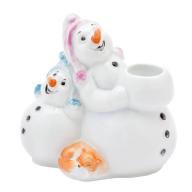 Snowmans with a Fox, Coloured, H 9cm