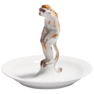 Monkey Long-tailed monkey on dish, H 13 cm